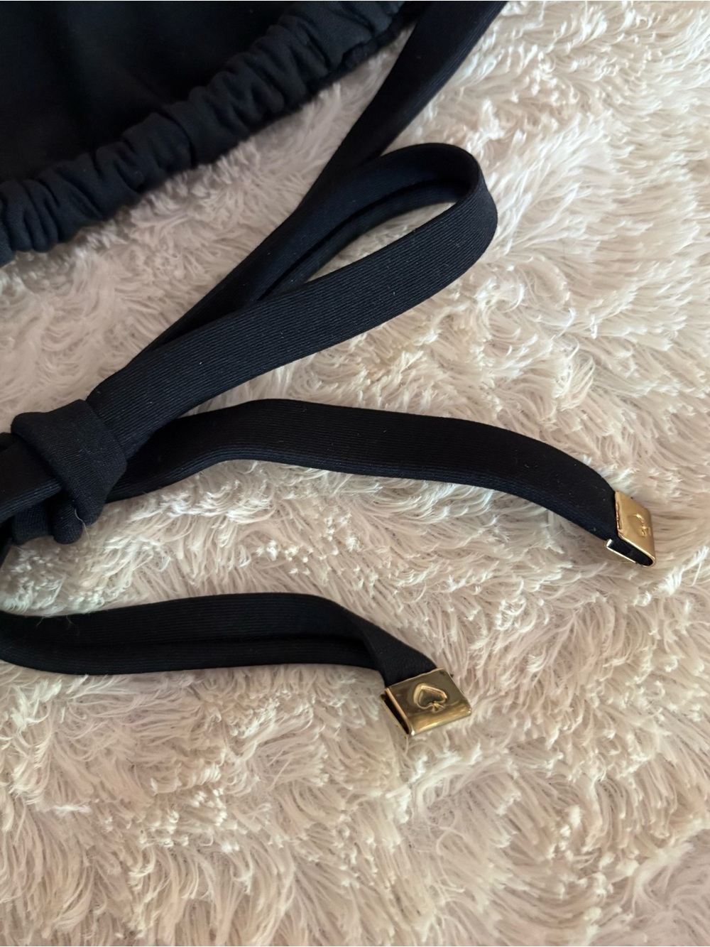 kate spade Black Triangle Bikini with Gold bow Hardware, Size M, EUC - Picture 7 of 13